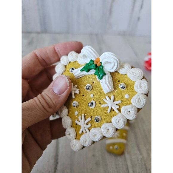 Vintage cookie candy cane heart present ornament lot clay set Xmas tree - Picture 8 of 13